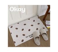 (Beige, 60X90cm 23.6X35.4in) Coffee fan entry door household dirt-resistant floor mat Korean ins silk ring dust removal pvc floor mat cut into the door