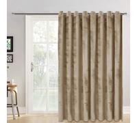 (Beige, 66" x 84" (167cm x 210cm)- 1 Panel Curtain) Luxury Velvet Curtains Eyelet Ring Top Ready Made Blackout Curtains Living Room Bedroom