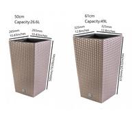 (Beige, 75 cm) Tall Planter Plant Flower Pot Outdoor Garden Weatherproof with Insert Rattan