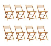 (beige, 8 pcs) vidaXL Bistro Chairs Outdoor Chair Dining Chair Solid Wood Acacia and Fabric