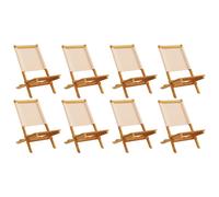 (beige, 8 pcs) vidaXL Folding Garden Chairs 6 pcs Chairs Cream White Fabric and Solid Wood