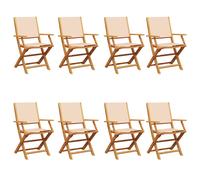 (beige, 8 pcs) vidaXL Garden Chairs Outdoor Chair Dining Chair Solid Wood Acacia and Fabric