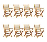 (beige, 8 pcs) vidaXL Garden Chairs Seating 2 pcs Beige Solid Wood Acacia and Polypropylene