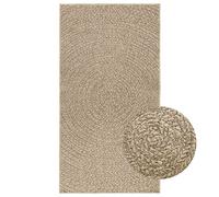 (beige, 80 x 150 cm/round design) vidaXL Rug Floor Carpet for Indoor and Outdoor Door Mat Kitchen Rug Jute Look