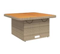 (beige, 80 x 80 x 71 cm) vidaXL Garden Table Outdoor Table Dining Table Poly Rattan and Acacia Wood