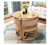 Beige 80cm Small Round Dining Table SetSpaceSaving Conference & Reception Tables with Chairs for Apartment Balcony Lounge Beauty Salon Office Seminar and Meeting Room