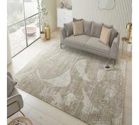 Beige Abstract Wool Luxurious Modern Easy To Clean Abstract Dining Room Bedroom And Living Room Rug -170Cm X 240Cm