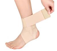 Beige Adjustable Ankle Support Brace with Elastic Strap, Ultra-Thin Breathable Compression Sleeve for Running, Fitness, Walking and Daily Use, 1 Pc, M Size