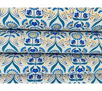 Beige and Blue Floral Recycled Gift Wrapping Paper 700mm x 500mm x 3 Sheets