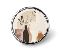 Beige And Brown Badges Circle with Button Design, Personalized Picture Pin Brooches, Round Badge Holders for Decorate Hat Shirt Clothing Bag Accessories