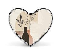 Beige And Brown Badges Heart with Button Design, Personalized Picture Pin Brooches, Heart Badge Holders for Decorate Hat Shirt Clothing Bag Accessories