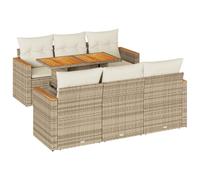 (beige and cream) vidaXL 7 Piece Garden Sofa Set with Cushions Beige Poly Rattan Acacia