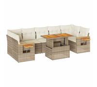 (beige and cream) vidaXL 8 Piece Garden Sofa Set with Cushions Beige Poly Rattan Acacia