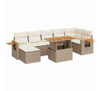 (beige and cream) vidaXL 8 Piece Garden Sofa Set with Cushions Black Poly Rattan Acacia
