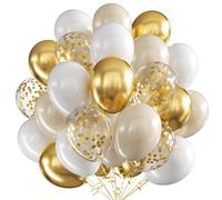 Beige and Gold Balloons - 60pcs White Beige and Metallic Gold Confetti Latex Balloons for Baby Shower, Girls, Women, Boho, Birthday, Brida, Wedding Party Decorations