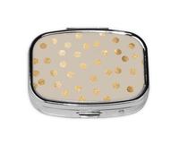 Beige and Gold Glitter Polka Dot,Meta Pill Box 2 Compartment Medicine Case,Portable Organizer,Rectangle Meta Portable Organizer Pill Box 966 Compartment Medicine Case