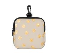 Beige and Gold Glitter Polka Dot, Square Zipper Storage Bag, Neoprene Coin Purse, Small Wallets, Change Pouch, Change Purse