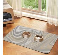 Beige And Gray Swirls Neutral Decor,Waterproof Pet Feeding Mat,PU Leather Placemats for Cat Dog Water Bowl,Food Mats,40x60cm