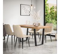 (Beige) Aria Dining Table And Chairs - Oak Effect Table w 4-6 Nova Velvet Chair