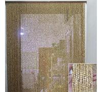 Beige Bamboo Beaded Door Curtain String Panel - 100x200cm Room Divider for Living Room & Bedroom Decorative Wall & Window Covering Elegant Home Decor