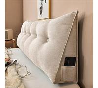 Beige Bed Rest PillowTriangular Backrest with Lumbar Support Removable Cover & Storage Pocket 180x50x20CMPerfect for Reading Relaxation & Comfort