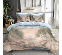 Beige Bedding Duvet Cover Sets Double 200x200 cm Sand Dune Seaweed Scenery 3D Printed Microfiber Quilt Cover Set for Kids Teens, Bedroom Decor 3 Pcs Bedding Set with 2 Pillowcases