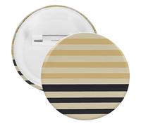 Beige Black Stripes Badge Metal Round Pins, Lightweight Brooch for Backpack, Fashion Button Pins Badge for Shirts, Jackets, Shawl Coat, Unisex, 5PCS, Tinplate, metal round pins