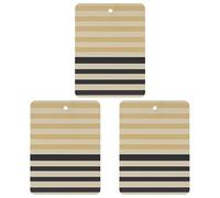 Beige Black Stripes Car Air Freshener, 3 Pcs Square Hanging Air Freshener Cards, Long Lasting Fragrance Scented Cards for Car, Home, Office Black-style