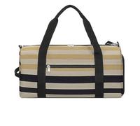Beige Black Stripes Gym Bag for Men Women, Waterproof Gym Tote Bags, Large Duffel Bag for Travel Workout