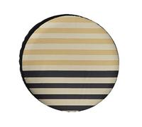 Beige Black Stripes Spare Tire Cover, 26inch Oxford Wheel Protector Travel Accessories, Waterproof Dustproof Wheel Tire Covers for RV Jeep SUV Camper Truck