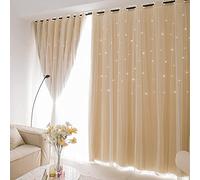 Beige Blackout Curtains 40"x40"Thermal Light Blocking Window Treatments for Bedroom & Living RoomSoft Pencil Pleat DesignEnergy Efficient & Perfect for Kids' Rooms