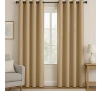 Beige Blackout Curtains for Bedroom - Thermal Eyelet Curtains 90x108, Super Soft Ring Top Window Treatments for Living Room