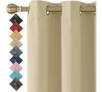 Beige Blackout Curtains for Bedroom Windows 90 x 108 Drop Inch, 2 Panels