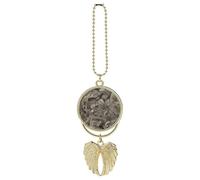 Beige Block Pattern Car Hanging Pendant - Angel Wings Car Rear View Mirror Charm - Metal Hanging Accessory for Women & Men, Sun Catcher Pendent, Decoration Cars Pendant Jewelry Gift Golden