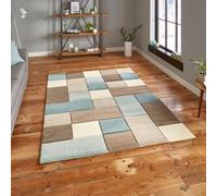 (Beige / Blue, 120 x 170 Cm) Think Rugs Brooklyn 646 Hand Carved Rug