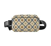 Beige Bohemian Classical Vintage Flower Print Fashion Fanny Pack Waist Bag for Men Women Water Resistant Chest Belt Bum Bag with Adjustable Strap for Shopping Sports Work