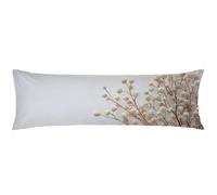 Beige Bolster Pillow Cases 40x140cm, flowers linen Long Pillows for Sleeping Cushion Covers With Hidden Zipper Double-Sided Printing Machine Washable Soft comfortable Ideal for Side Sleepers C0C334