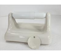 Beige Bone Almond Ceramic TP Toilet Paper Holder Wall Mount Thinset Installation Vintage Mid Century Modern Retro