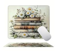 Beige Book Mouse Mat 20 x 15 cm Ultra Thin, with Stitched Edges Office Mouse Pad, Non-Slip Rubber Base, Waterproof & Washable, Home Desk Accessories, Aesthetic with Design Mousepad 200x150mm s0z-296