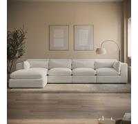 Beige Boucle 5 Seater L-Shape Corner Sofa with Reversible Chaise - Hudson