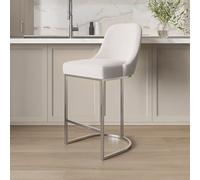 Beige Boucle and Chrome Kitchen Stool - Callie