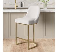 Beige Boucle Kitchen Stool with Gold Legs - Callie