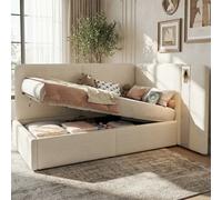 Beige Bouclé Single Daybed with USB Charging