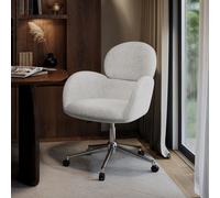 Beige Boucle Swivel Office Chair - Joelle
