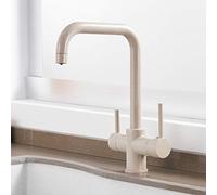 Beige Brass Kitchen Faucet with Water Filter - Stylish Sink Mixer Tap for Drinking Water Purifin - Dot Design Enhances Kitchen Aesthetics