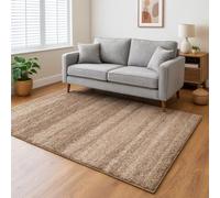 Beige Brown Cream Stripe Pattern Shaggy Rug Soft Cushioned Fibres for Living Room Bedroom 80cm x 150cm (2ft 7" x 4ft 11")