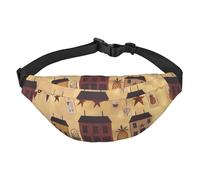 Beige brown House and fruit Fanny Pack for Men Women Belt Bag Fashion Waist Bag Everywhere Crossbody Bag Wallet Hip Bum Bag with Adjustable Strap Waterproof Chest Bag for Travel Hiking Sports, Black,