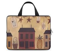 Beige Brown House and Fruit Laptop Sleeve Ultra-Thin, Waterproof 10inch Laptop Bags, Portable Protective Computer Bag with Hand Strap
