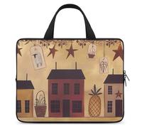 Beige Brown House and Fruit Laptop Sleeve Ultra-Thin, Waterproof 12inch Laptop Bags, Portable Protective Computer Bag with Hand Strap