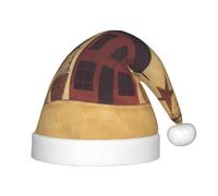 Beige Brown House And Fruit Print Christmas Hat For Kids Festive Christmas Party Hat Xmas Holiday Decorations Hat